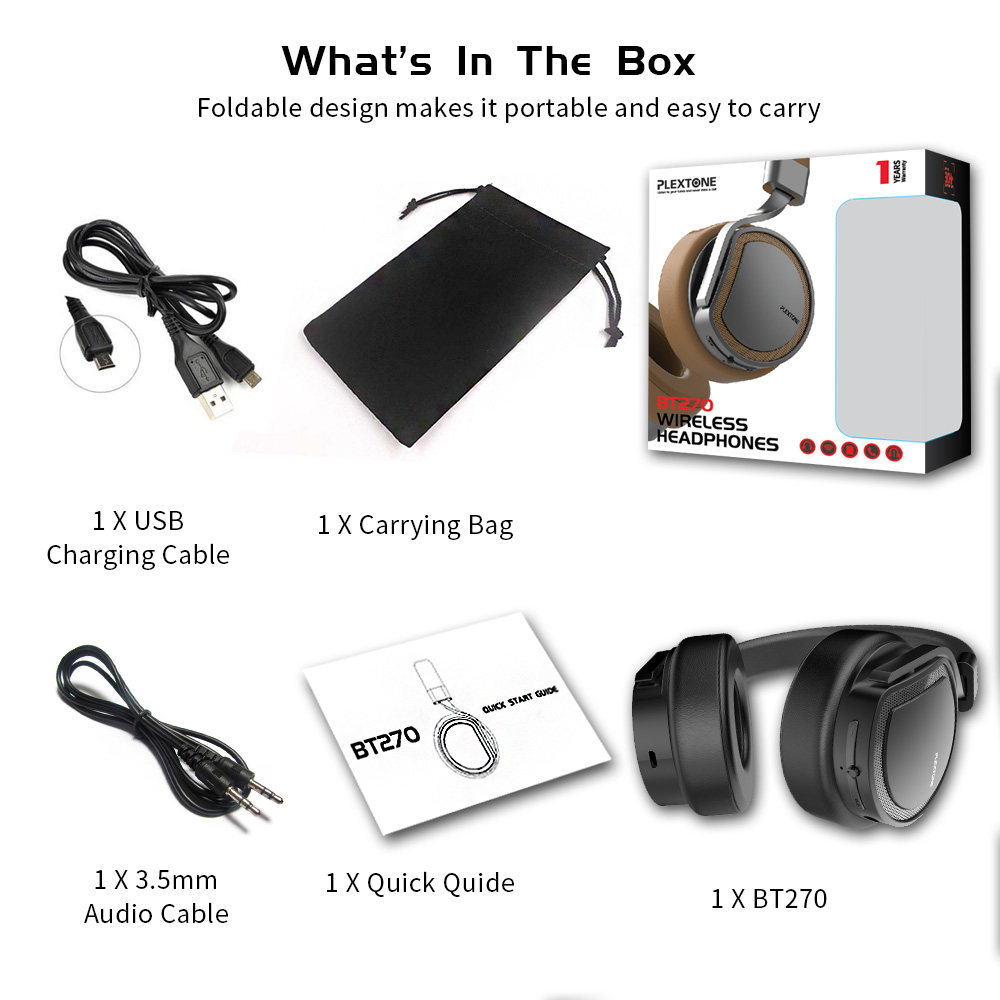 Tai nghe nhạc bluetooth có mic chơi game pubg mobile cao cấp kiểu chụp trùm đầu, tai phone có dây và không dây Plextone BT270mp3 tích hợp 8Gb bộ nhớ trong, pin khủng nghe liên tục 30h, Bass sâu nghe nhạc DJ hay. - Hàng Chính Hãng