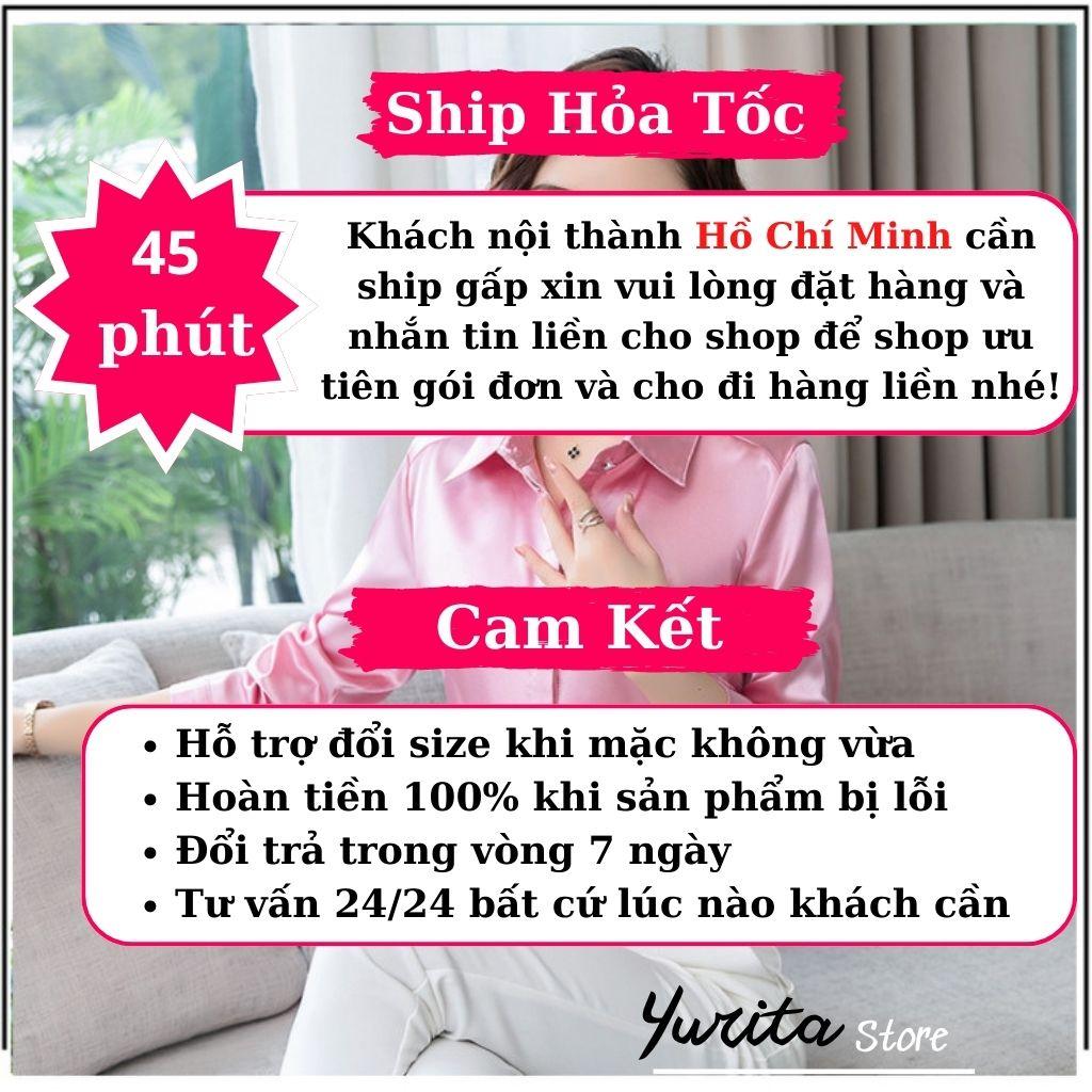 Áo Sơ Mi Nữ Công Sở Màu Hồng Cổ Đức YURITA Kiểu Hàn Quốc Vintage Ulzzang Form Rộng Dài Tay Đẹp Chất Lụa Cao Cấp A2V