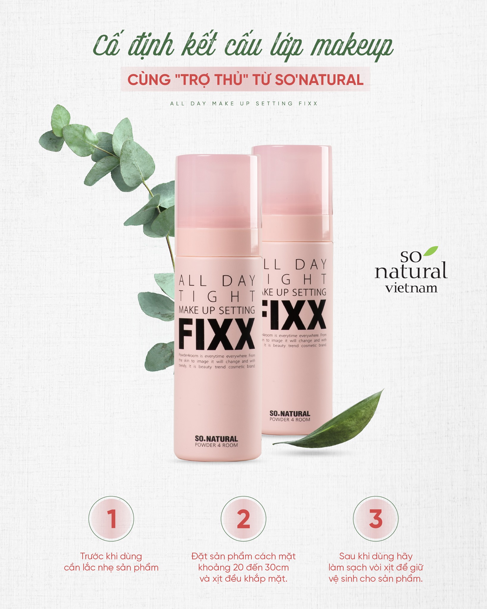 Xịt Khóa Nền Trang Điểm So Natural All Day Tight Make Up Setting Fixx 75ml l Nhập Khẩu Chính Hãng Hàn Quốc