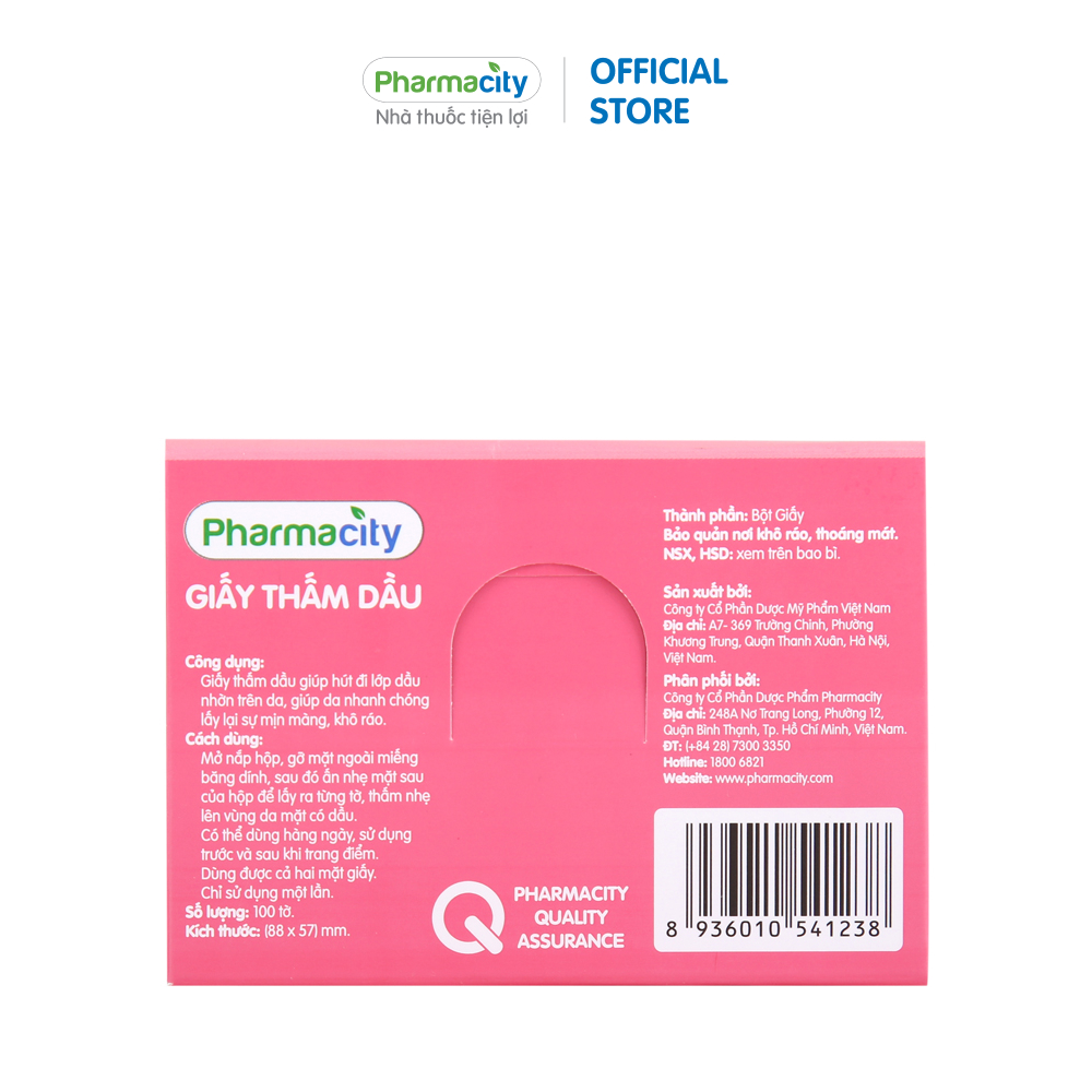 Giấy thấm dầu Pharmacity Oil Control Paper (Gói 100 tờ)