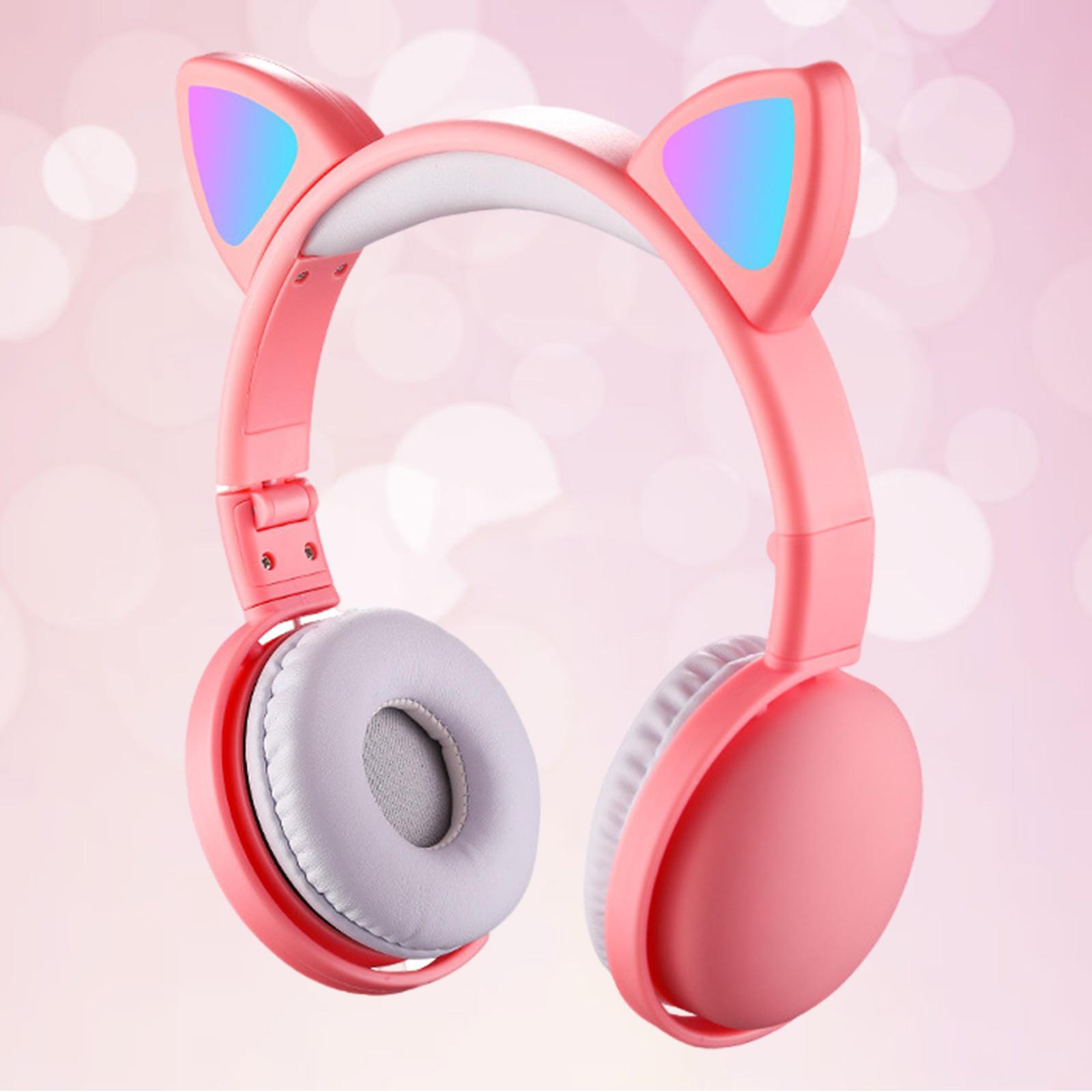 Cat Headphone Stereo Adjustable Bluetooth 5.0 for iOS and android Pink