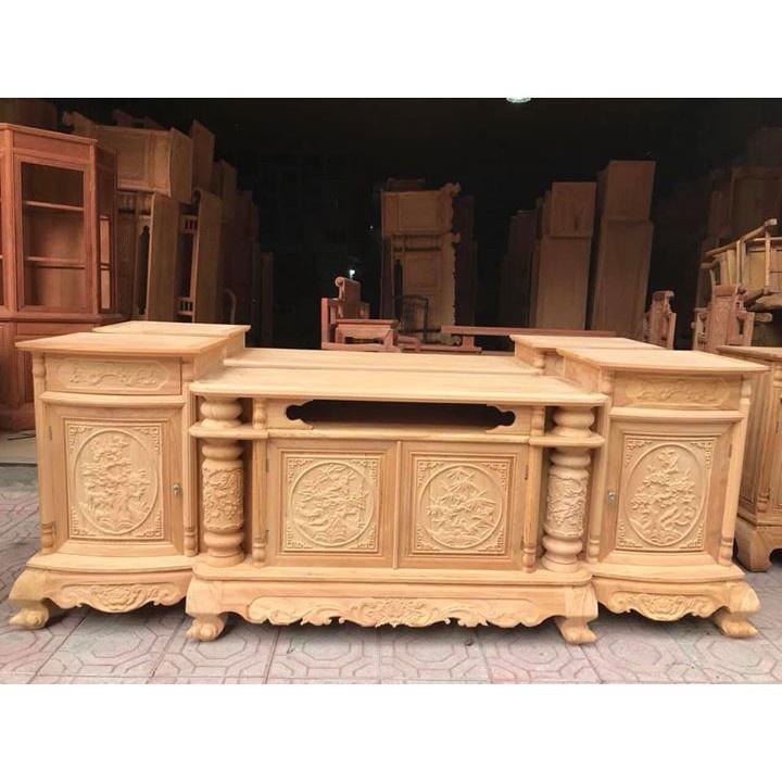 Kệ Tivi Kiểu Cột Nho Gỗ Gõ Đỏ