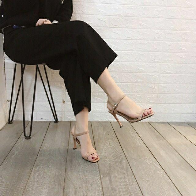 Giày Sandal cao gót 9p quai mảnh gót dẹt siêu hot mẫu mới hàng VNXK