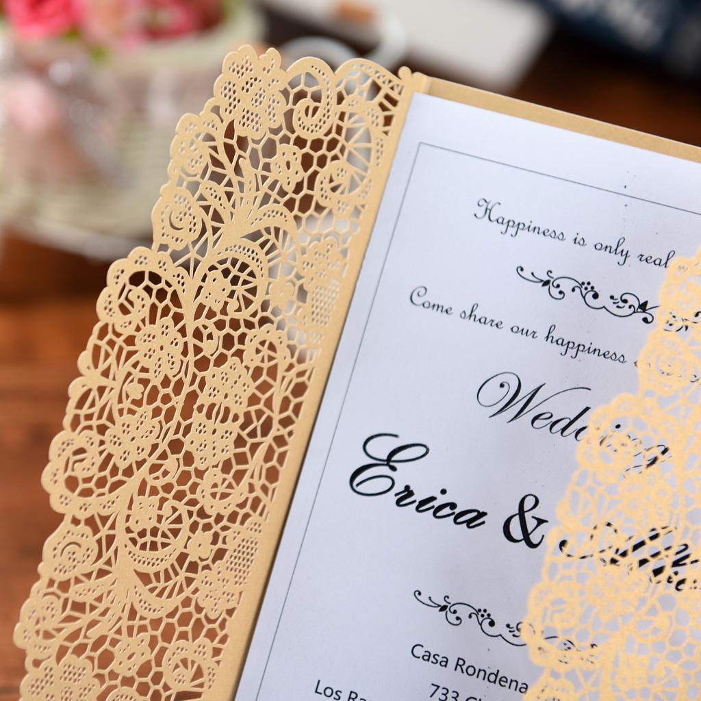 10 Pieces Stylish and Elegant, Romantic Design Wedding Invitation Cards Sets