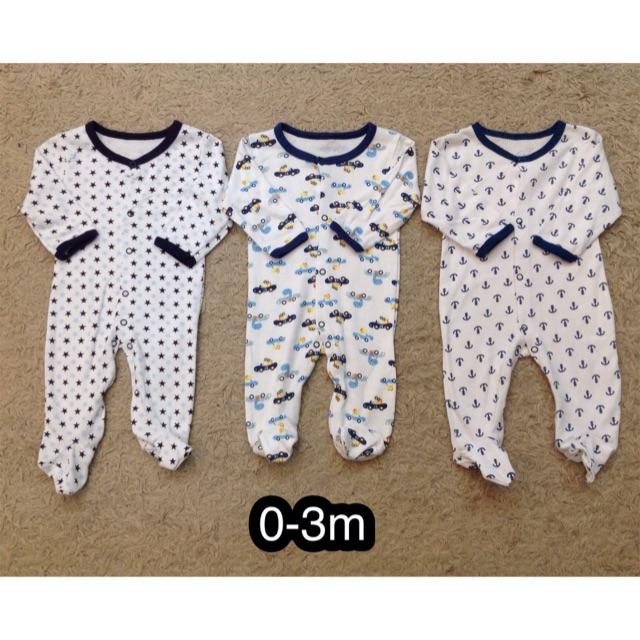 Set 3 body cotton bé trai(0-3m)