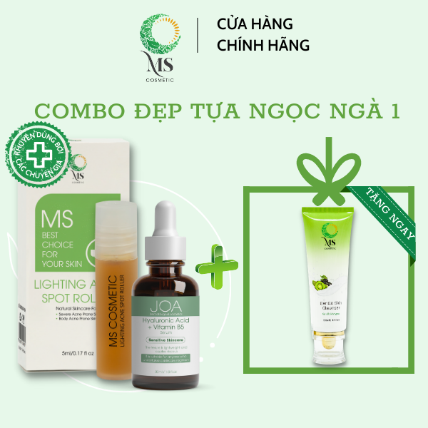 [Combo] 1 Thanh Lăn Mụn MS 5ml + 1 Serum Phục Hồi Da Hyaluronic Acid B5 - JOA GREEN (TẶNG 1 Sữa Rửa Mặt MS 150ml) - MỸ PHẨM MS COSMETIC