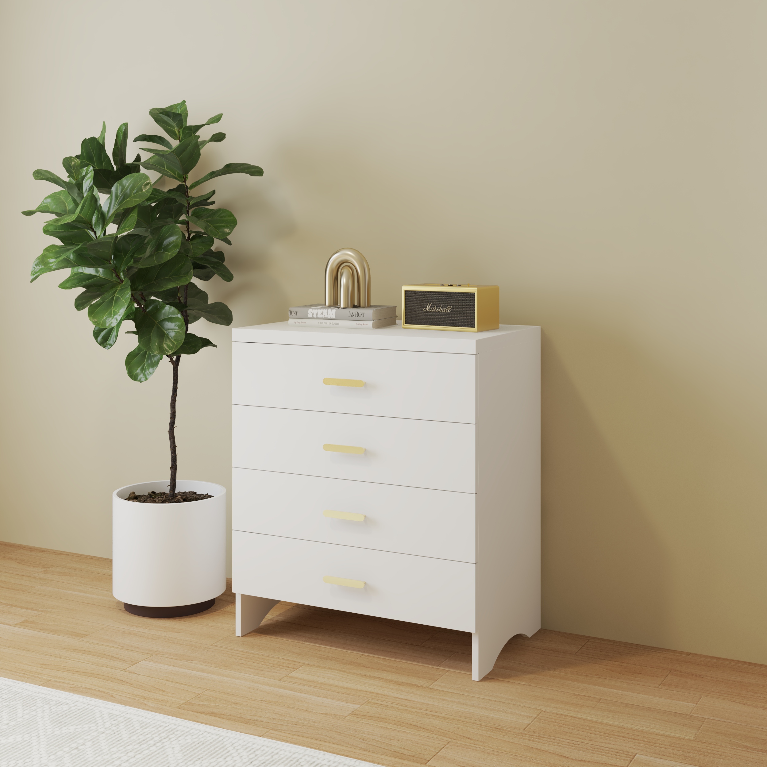 HAPPY FURNITURE , Tủ lưu trữ 4 ngăn kéo - CHEVY, THK_261 , 70cm x 45cm x 82cm DxRxC