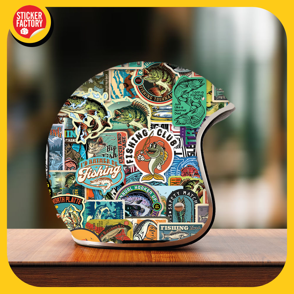 Fishing - Set 100 sticker decal hình dán dễ thương - STICKER FACTORY