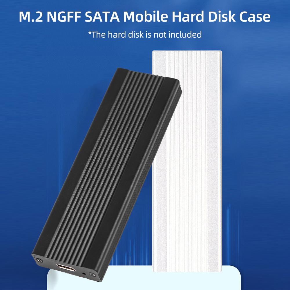 M.2 NVMe/SATA Dual Protocol Mobile Hard Disk Case USB3.1 Type-C External SSD Enclosure Aluminum Alloy Shell Silver