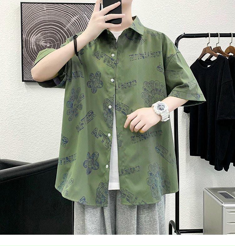 Áo sơ mi nam ngắn tay form rộng họa tiết nổi bật chất vải voan lụa mềm mịn thoáng mát chất lượng giá rẻ