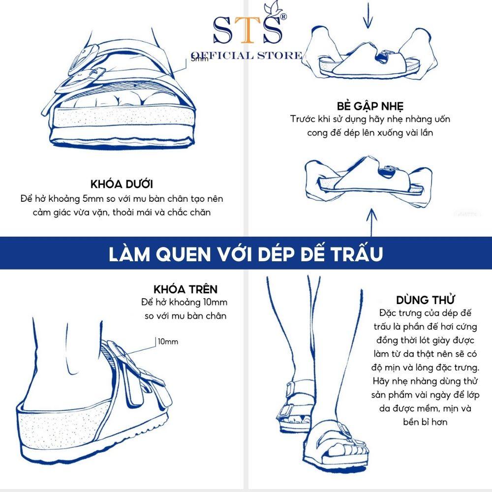 Dép Birken sandal quai hậu DA BÒ THẬT NGUYÊN TẤM cao cấp hàng xuất khẩu siêu bền massage chân ST21