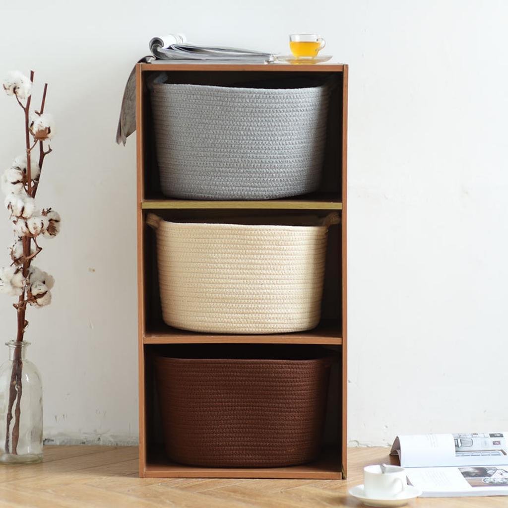 Woven Cotton Rope Storage Basket with Handles 46x30x30cm, Blanket Storage Baskets, Laundry and Toy Storage Organize