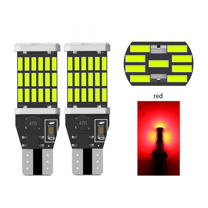 Đèn Phanh Xe Hơi Bóng đèn LED lùi xe siêu sáng T15 W16W 921 45 SMD 4014 cho ô tô 360° Dài 25 mm Dài 25 mm