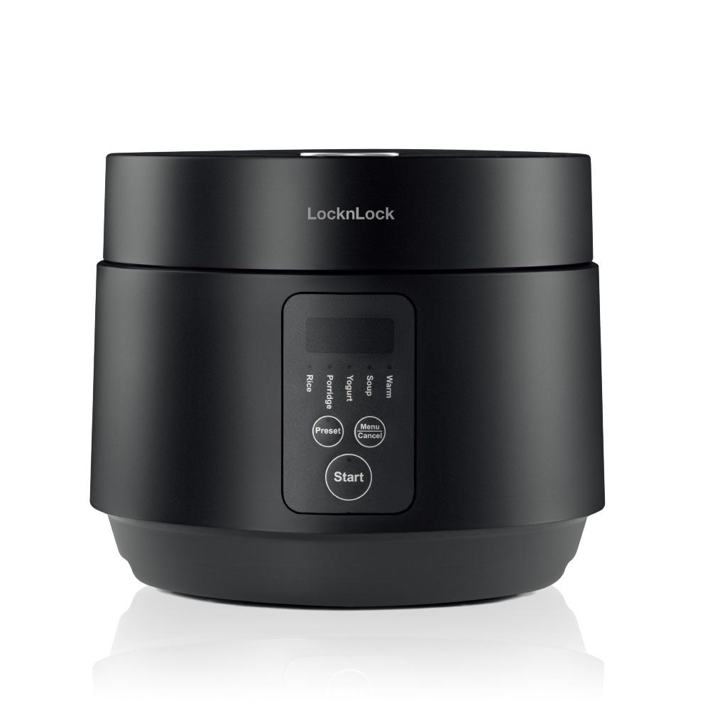 Nồi cơm điện LocknLock Compact Rice Cooker 1.2L màu đen EJR346BLK có 5 chế độ nấu đa năng - Hàng chính hãng - Hapos