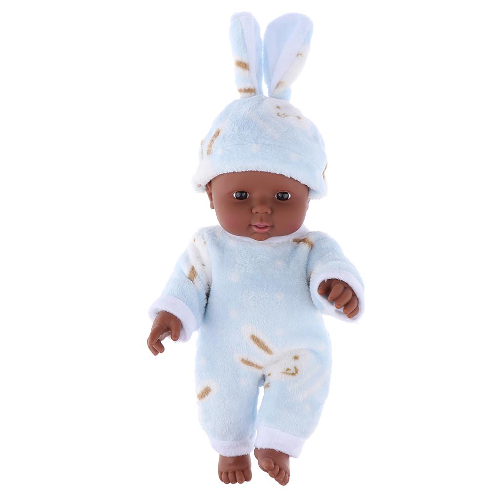 30cm Búp Bê Tái Sinh Người Mỹ Gốc Phi Full Vinyl Quà Tặng Cho Trẻ Sơ Sinh Màu Xanh