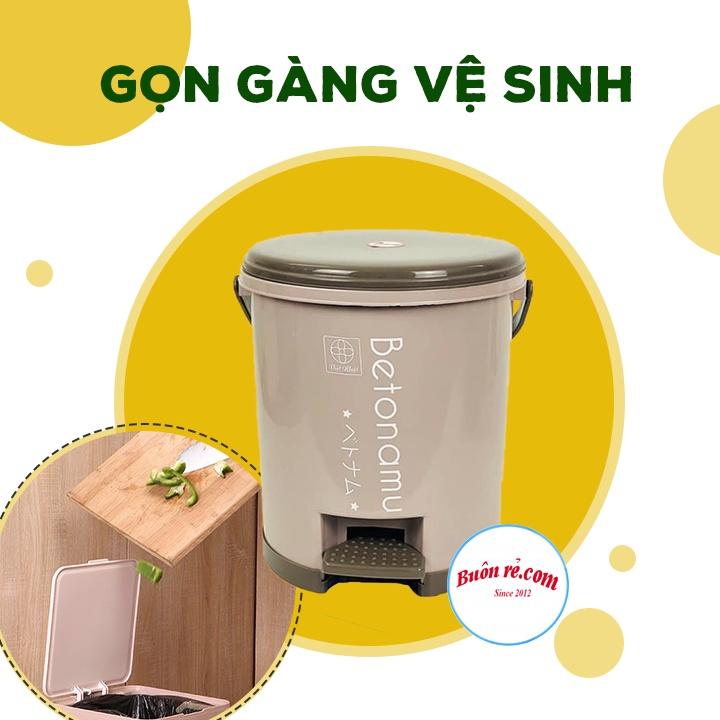 Thùng rác tròn nhựa Việt Nhật (MS: 8024) tiện ích, cao cấp - Thùng đựng rác dung tích 5L có đạp chân 01436