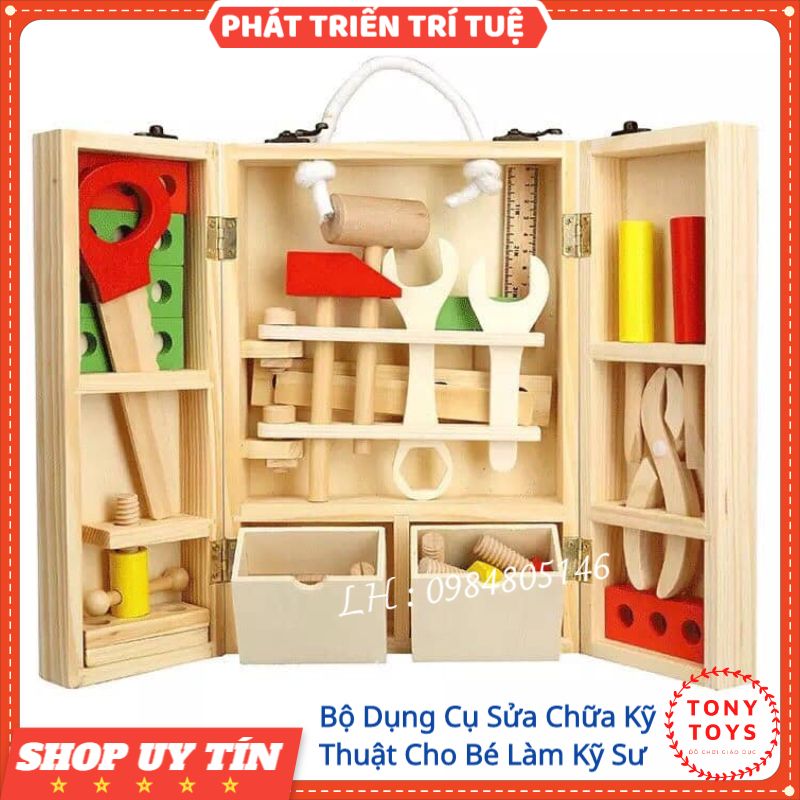 Hộp dụng cụ kỹ thuật bằng gỗ cho bé - Đồ chơi gỗ