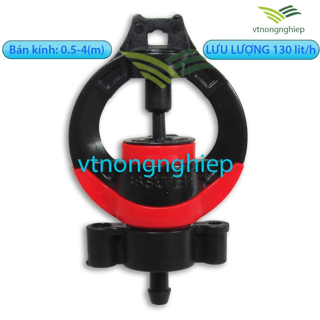 05 Béc tưới bù áp BS-Super lưu lượng 18-35-51-92-130, tưới đồi dốc, hàng cây dài, béc tưới phun mưa tại gốc cây.