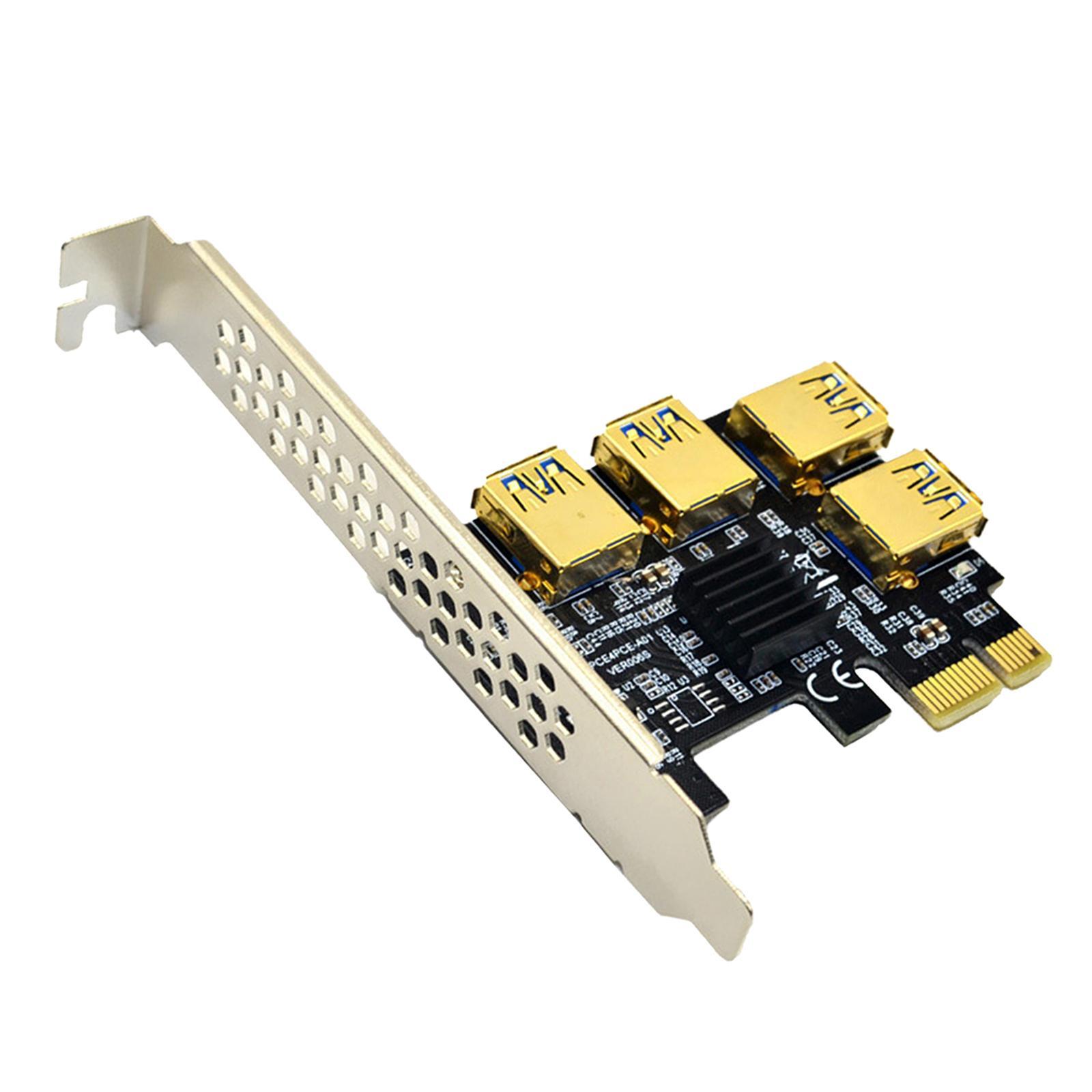 2X 1x PCI-E 1X to 4 PCI-E 16X Slots Extender Riser Card External Adapter