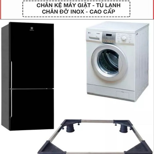 Chân Kệ Để Máy Giặt, Tủ Lạnh Bằng Inox Loại 4 Chân Kích Thước Điều Chỉnh Từ 420mm-660mm - Hàng chính hãng