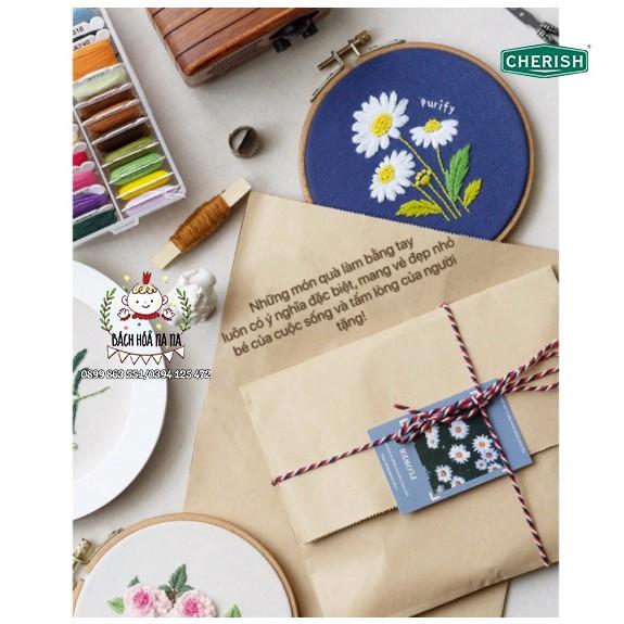 Bộ Kit tự làm trang trí Gói nguyên liệu DIY thêu nhành hoa Vintage Rose - Bách hóa Na Na Handmade Shop