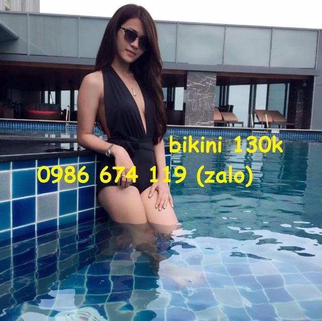 Đồ bơi bikini 1 mảnh hở lưng cột nơ eo, hình thật số 3