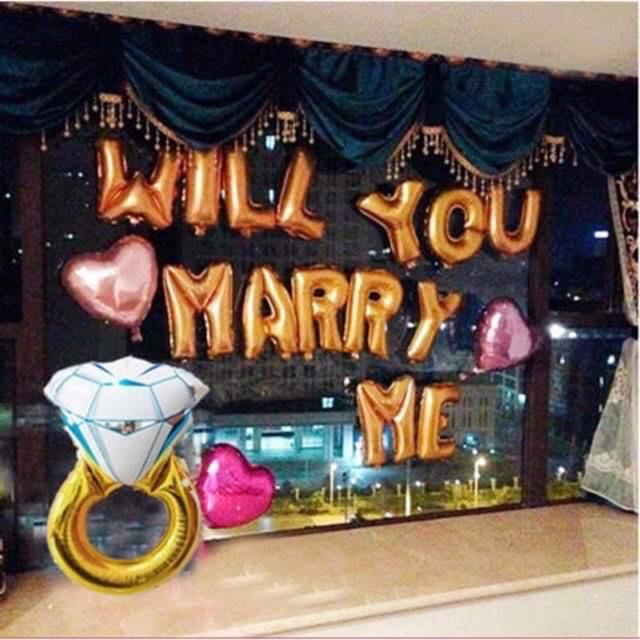Bộ chữ bóng bóng Will you marry me cầu hôn