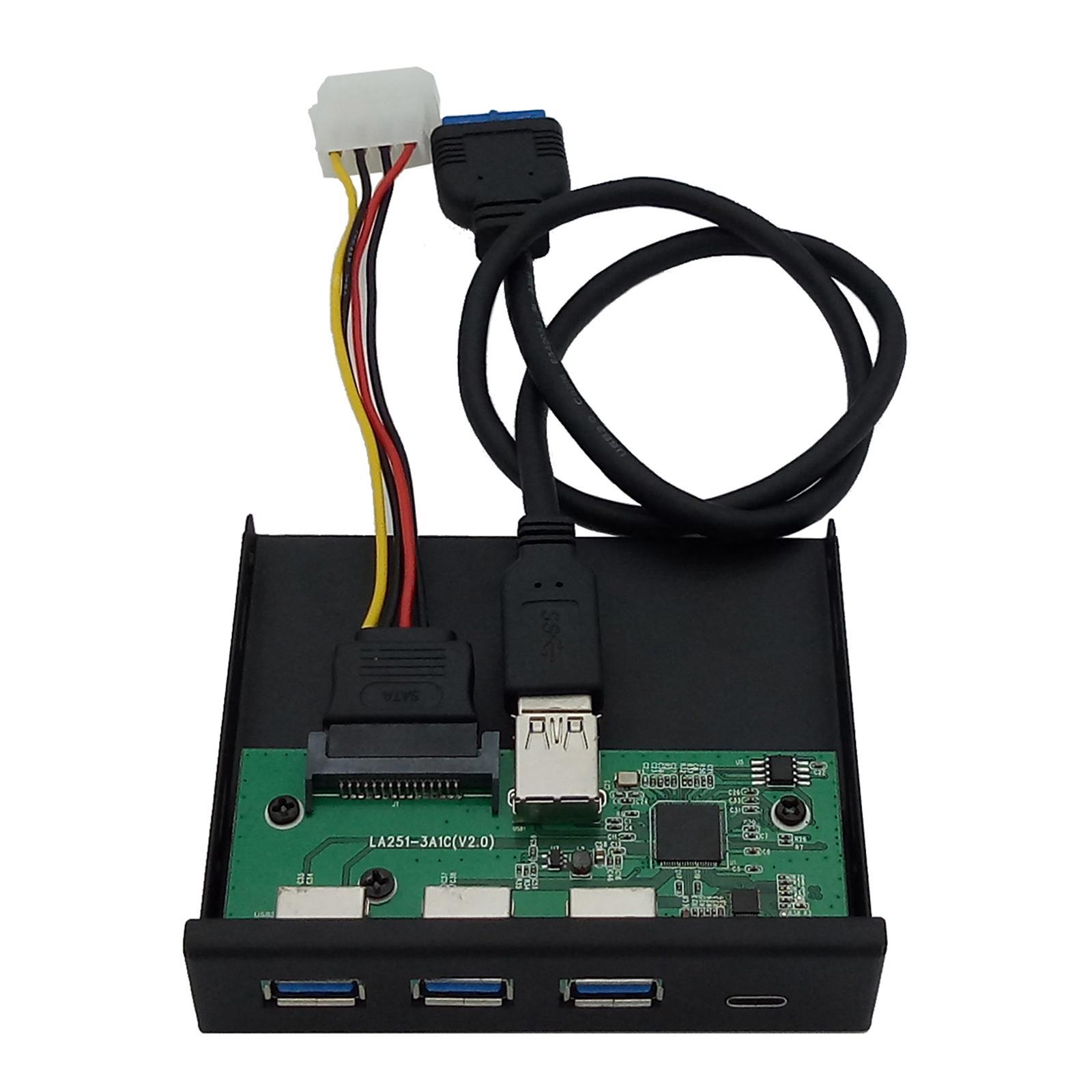 USB 3.0 3.5" 4-Port Interface Panel Hub Expansion Board Card 6Gbps