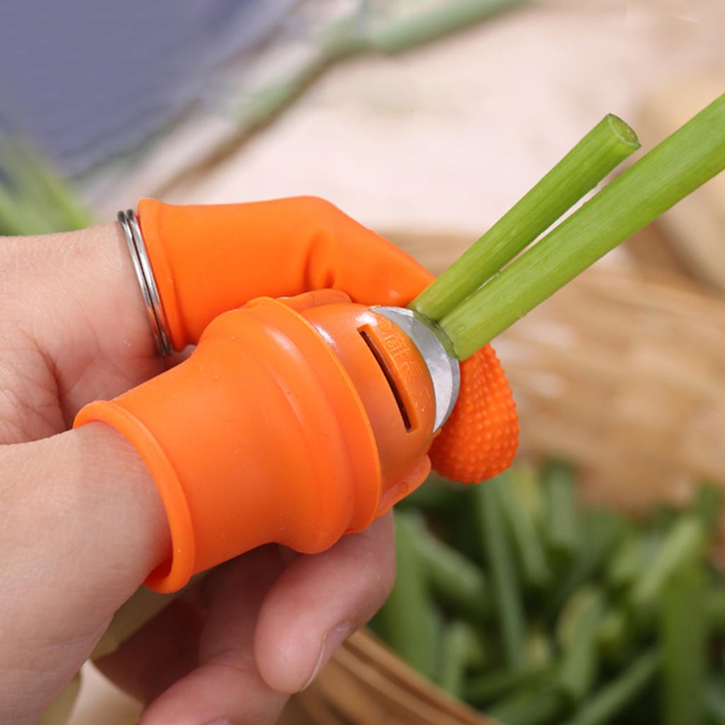 2x Silicone Thumb Knife with Finger Sleeve Covers Vegetable Harvesting Knife
