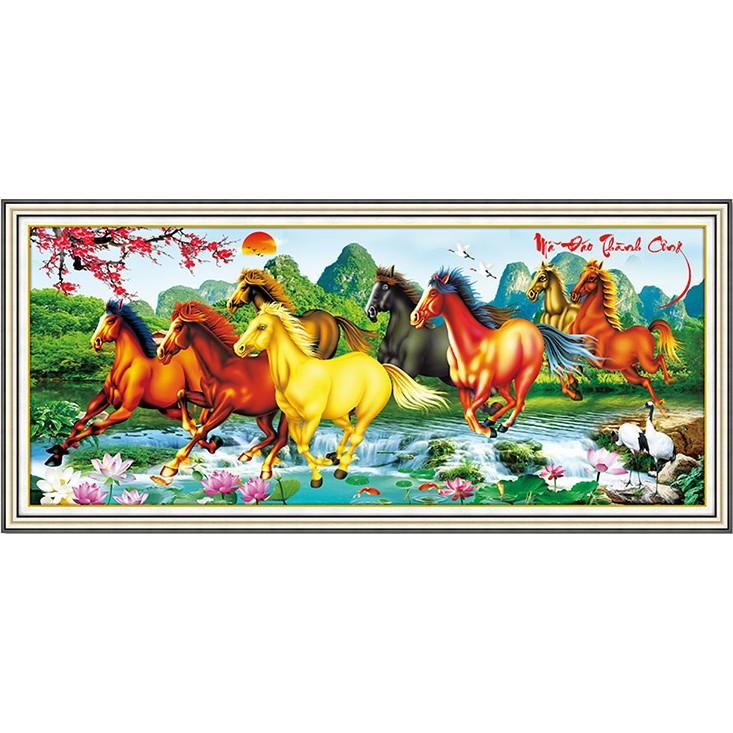 Tranh Đính Đá MÃ ĐÁO THÀNH CÔNG . Kích Thước: 1m x 50cm - 1m5 x 77cm