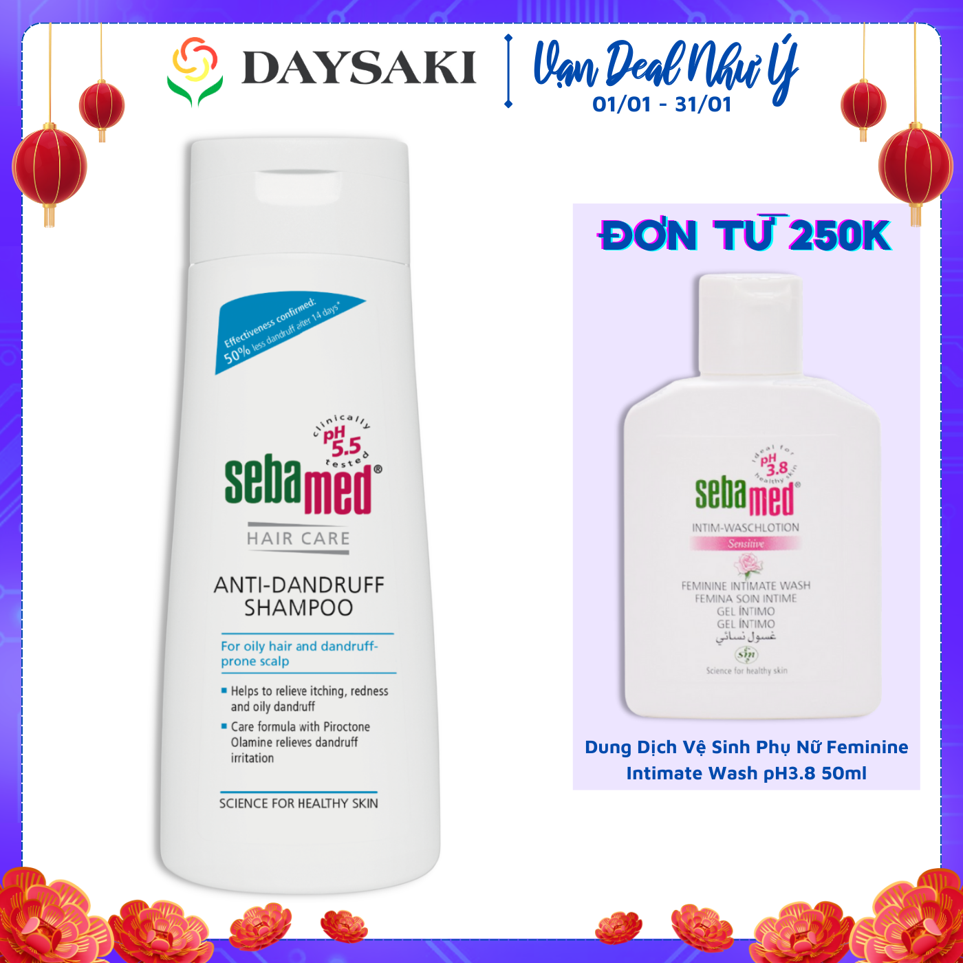 Sebamed  Dầu Gội Làm Sạch Gàu Anti-Dandruff Shampoo PH 5.5 200ml