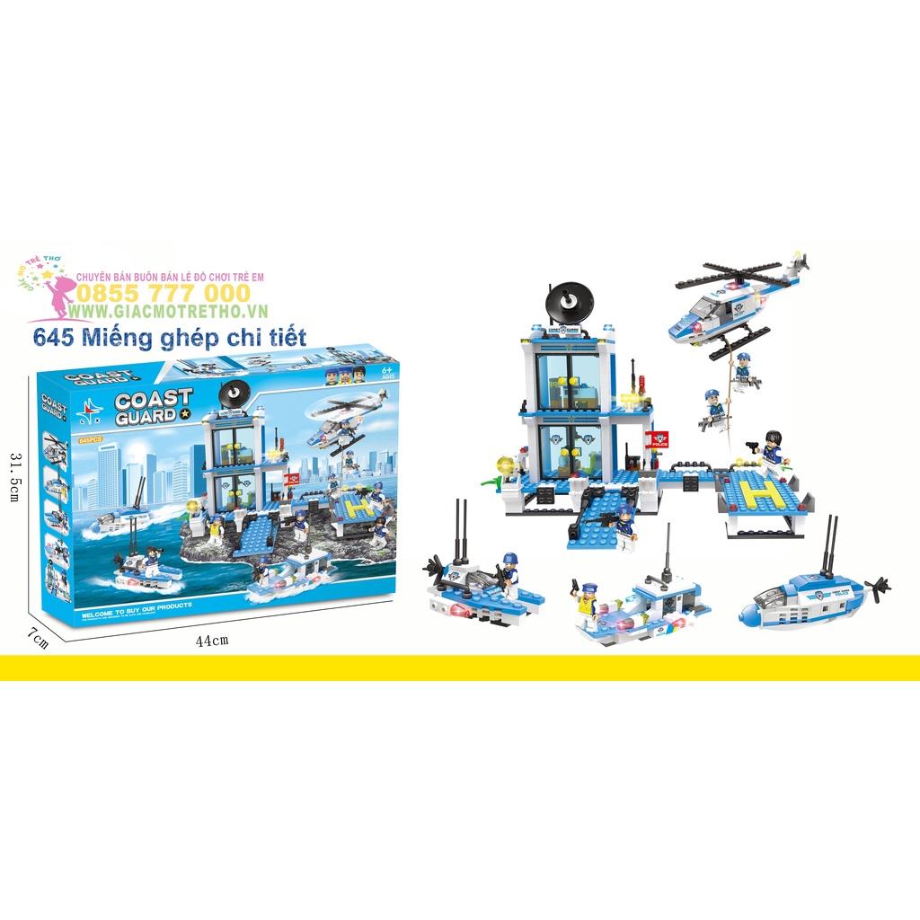 Lắp Ráp, Ghép Hình Hải Quân,Trụ Sở Cảnh Sát Biển POLICE SEA CITY 645 Miếng Ghép A328
