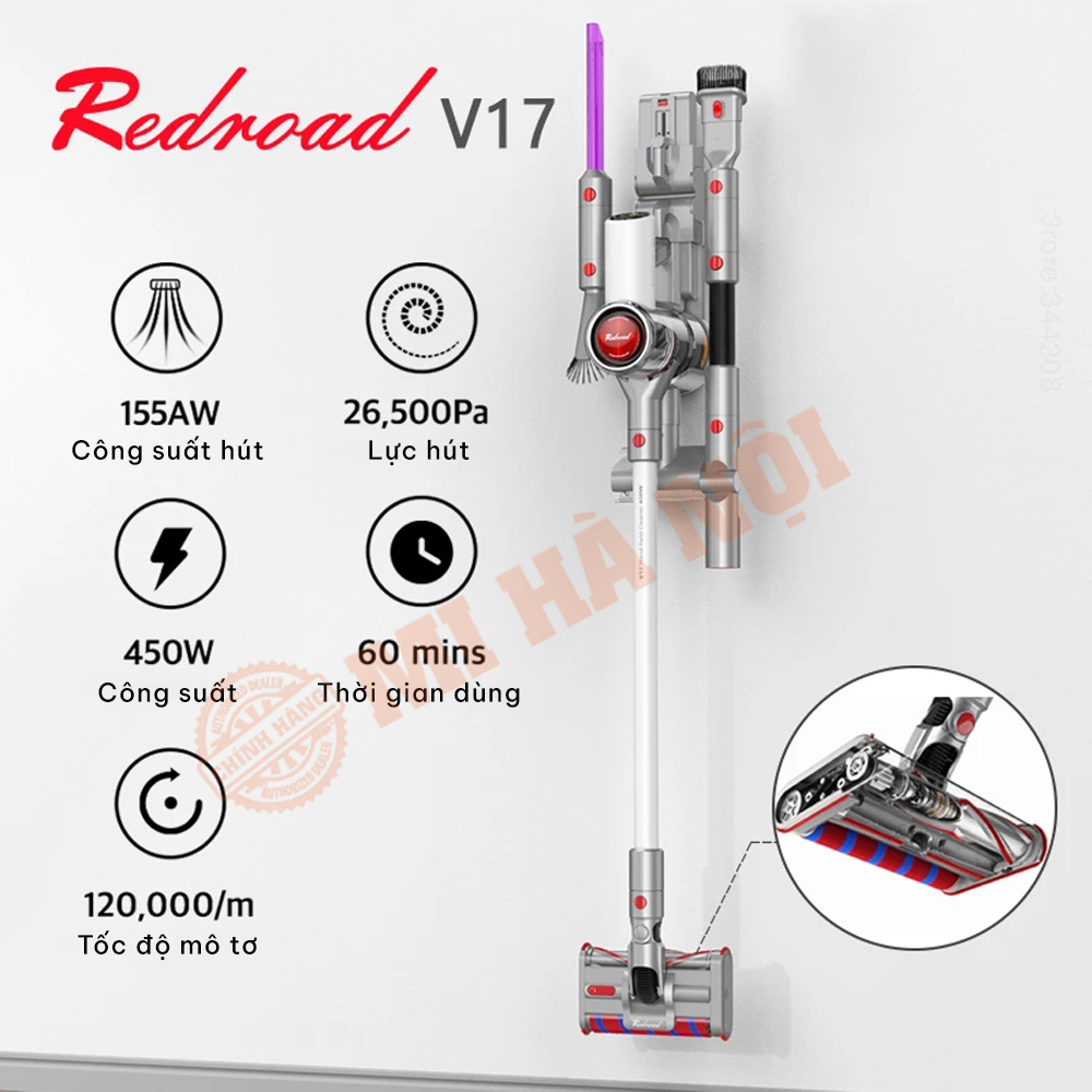 Máy hút bụi không dây cầm tay Redroad V17 / Redroad V17 Lite /  Redroad V17 Max – Lực hút vô địch 26,5000Pa - Pin rời tiện lợi