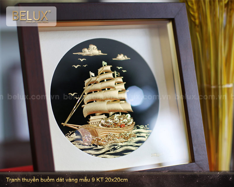 Tranh thuận buồm xuôi gió dát vàng 24k kt 20 x 20cm