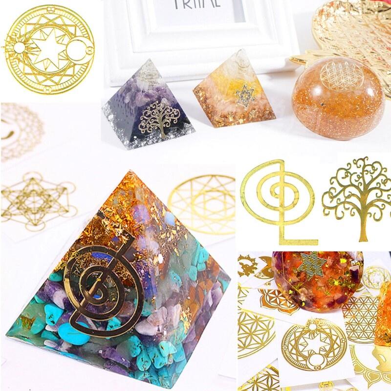 Decal Mandala Đồng dán Tháp Năng Lượng - Con lắc cảm xạ - Kim Tự Tháp - DIY trang trí - Set 4 Decal Mandala may mắn