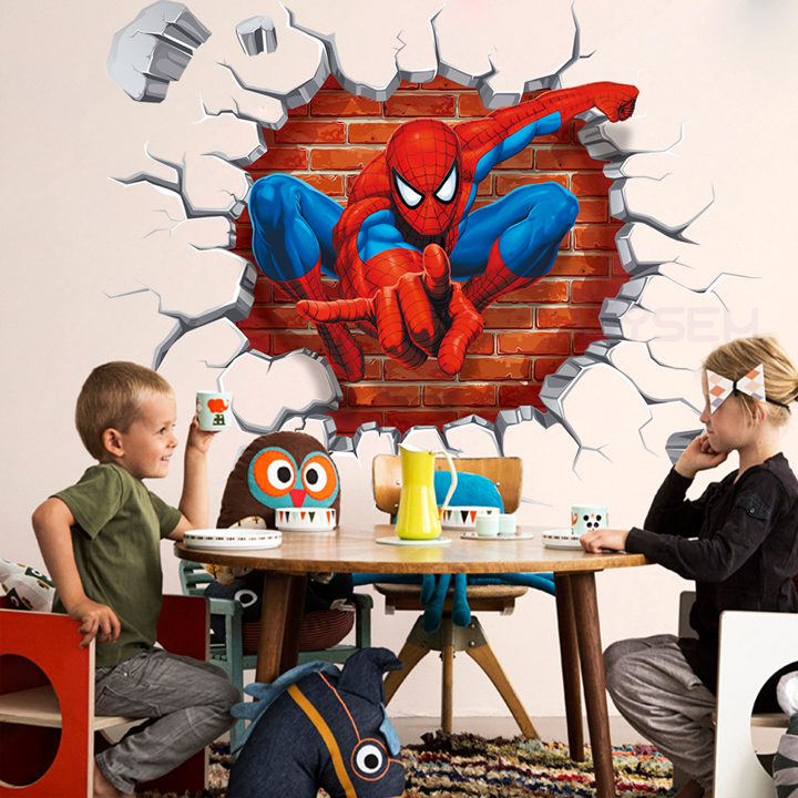Decal dán tường spider man trang trí phòng cho bé - Giấy dán tường hoạt hình người nhện - Quà tặng sinh nhật cho bé