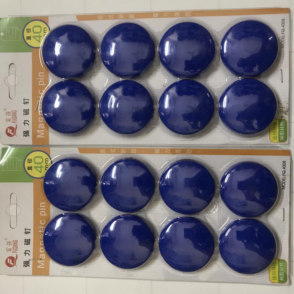 Vỉ nam châm 8 viên đính bảng từ siêu dính kích thước 40mm màu xanh dương