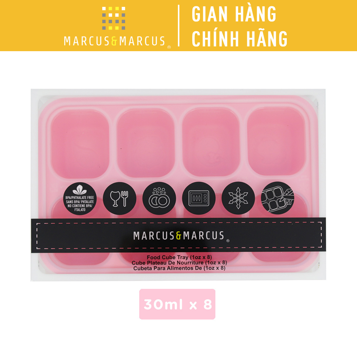 Khay silicon trữ đông đồ ăn dặm cho bé Marcus & Marcus - Pokey (30ml x 8 ngăn)