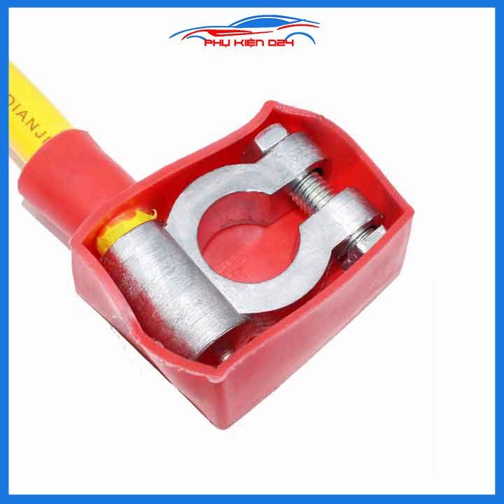 Cáp đồng nối cực ác quy 30cm 2 đầu siết bu lông đa năng chịu dòng 100A