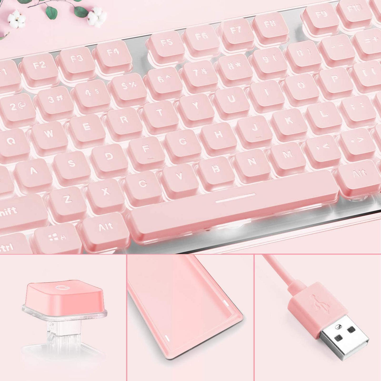 Membrane Gaming Keyboard Panel Keyboard Pink white light