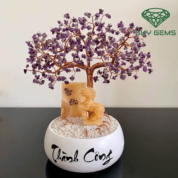 Cây Tài Lộc Thạch Anh 40cm Mã Đáo Thành Công trang trí phòng khách, bàn làm việc, phòng ngủ