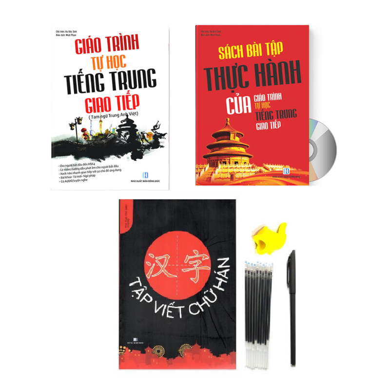 Combo Giáo trình tự học tiếng Trung giao tiếp + Tập viết chữ Hán