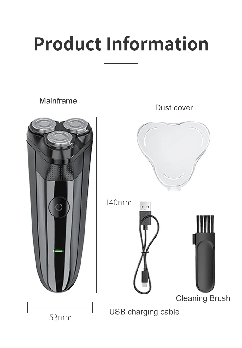 Máy Cạo Râu Điện 3D Chống Nước Máy Cạo Râu Khô Và Ướt Pin Sạc Trâu