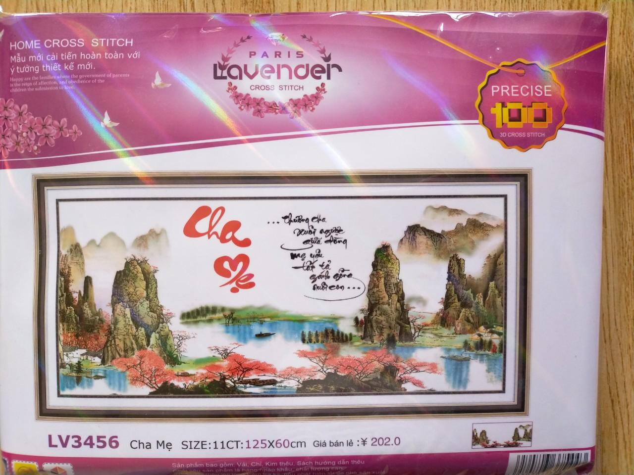 Tranh thêu chữ thập thương cha xuôi ngược giữa dòng LV3456 - 125 x 60 cm - chưa thêu