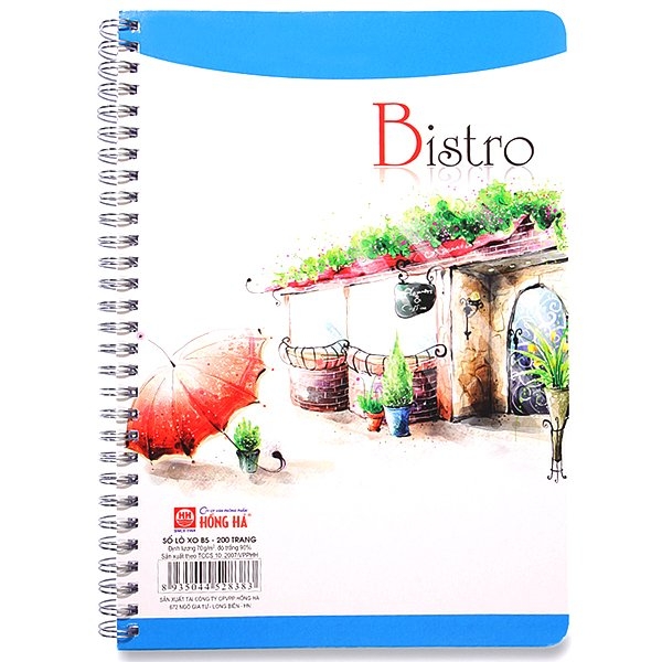 Sổ Lò Xo Bistro B5 - 200 Trang - Hồng Hà 2838 - Mẫu 1 - Xanh Dương