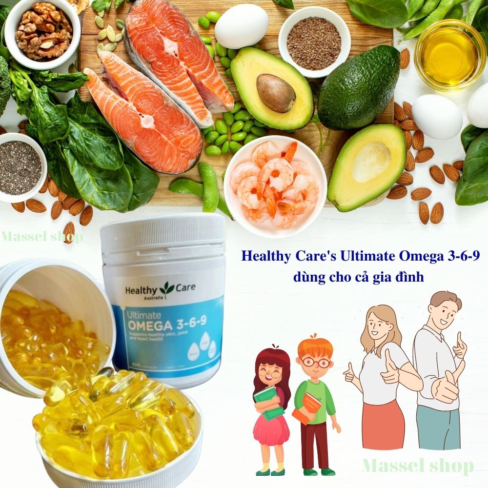 Omega 3-6-9 Úc Healthy Care Ultimate 1000mg Tạo sức khỏe cho tim, não, khớp, mắt và cải thiện da khô - Massel Official