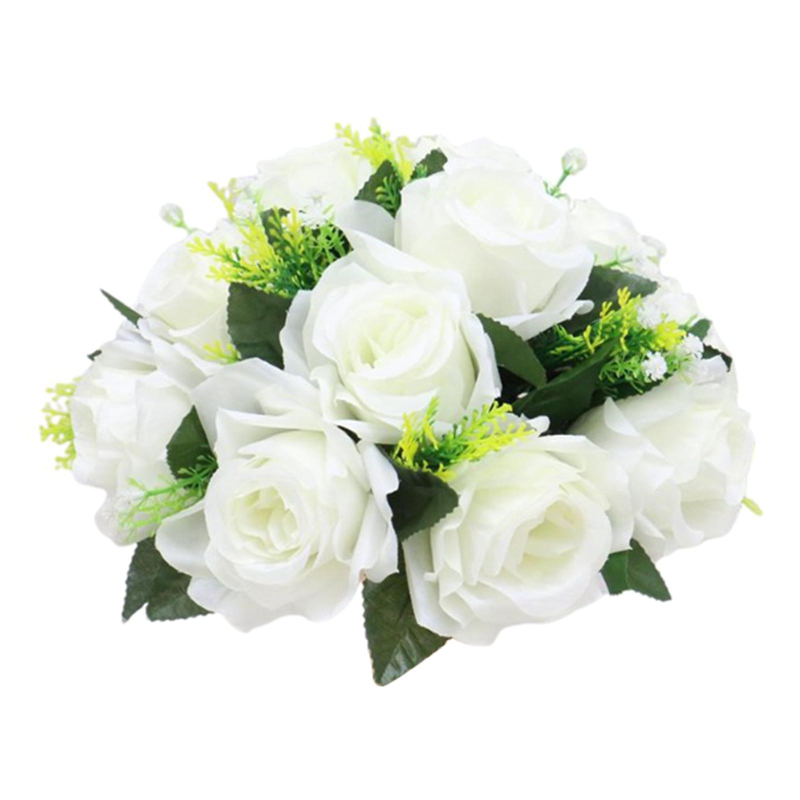 2x 26cm Artificial Rose Flowers White Pink Wedding Bouquet Party Shop Decor