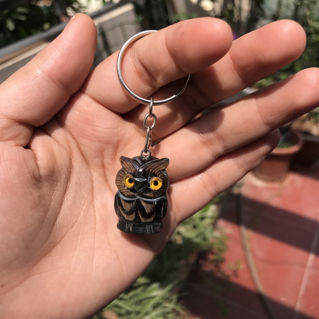 Móc treo chìa khóa cú mèo bằng Sừng trâu TỈA TÁCH RẤT ĐẸP