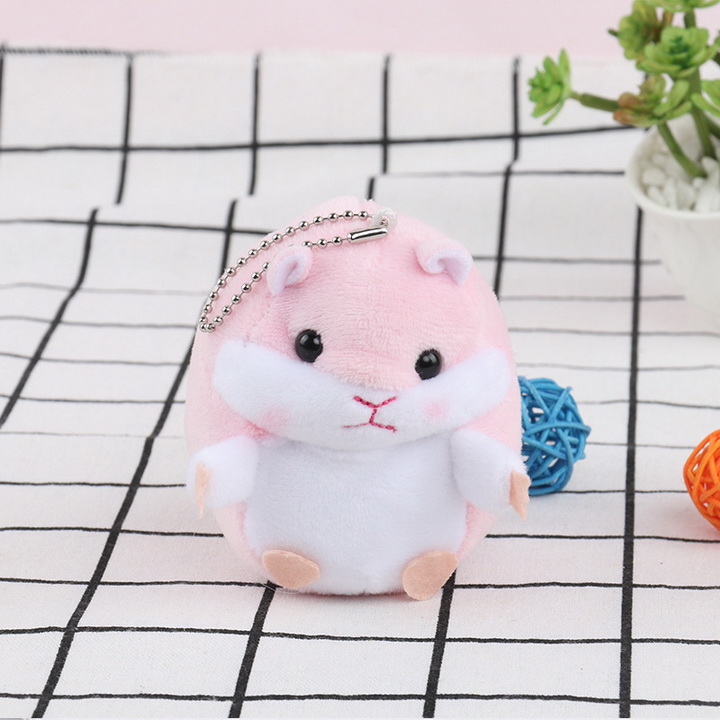 Móc khóa gấu bông Hamster 9cm màu hồng