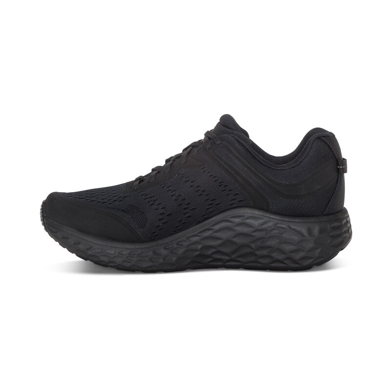 Giày thể thao sức khỏe nam Aetrex Chase Full Black - Sneaker đế cao đệm nâng vòm tăng cường